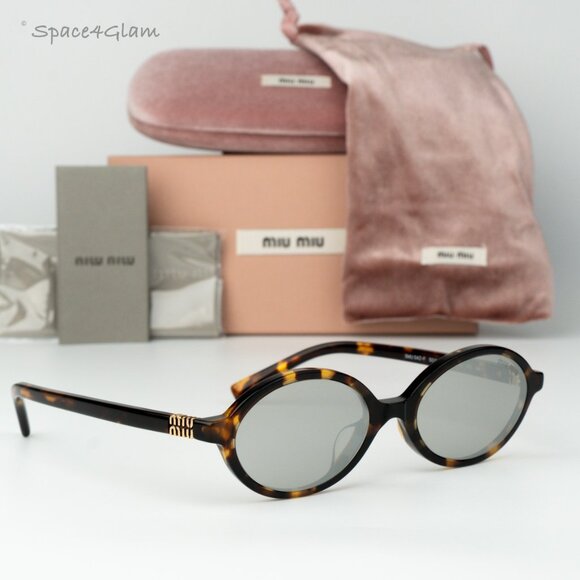 Miu Miu Women Sunglasses Havana Grey Mirror Silver MU04ZSF VAU07F REGARD NEW - Picture 1 of 10